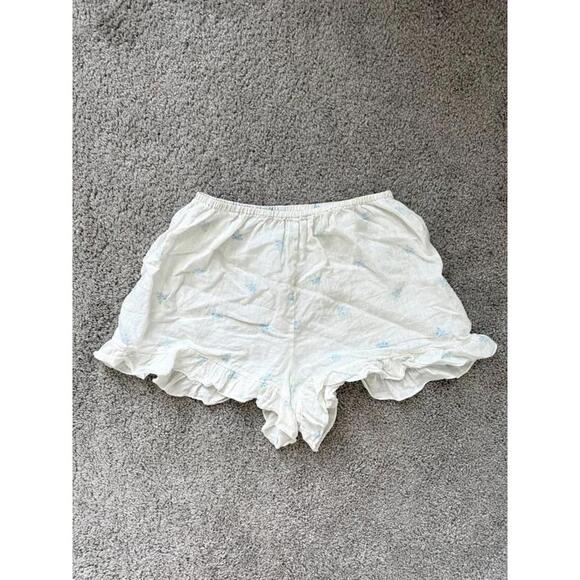 Sleeper Women’s Linen Dainty Floral Ruffle Lounge Shorts Sz L - Picture 1 of 8